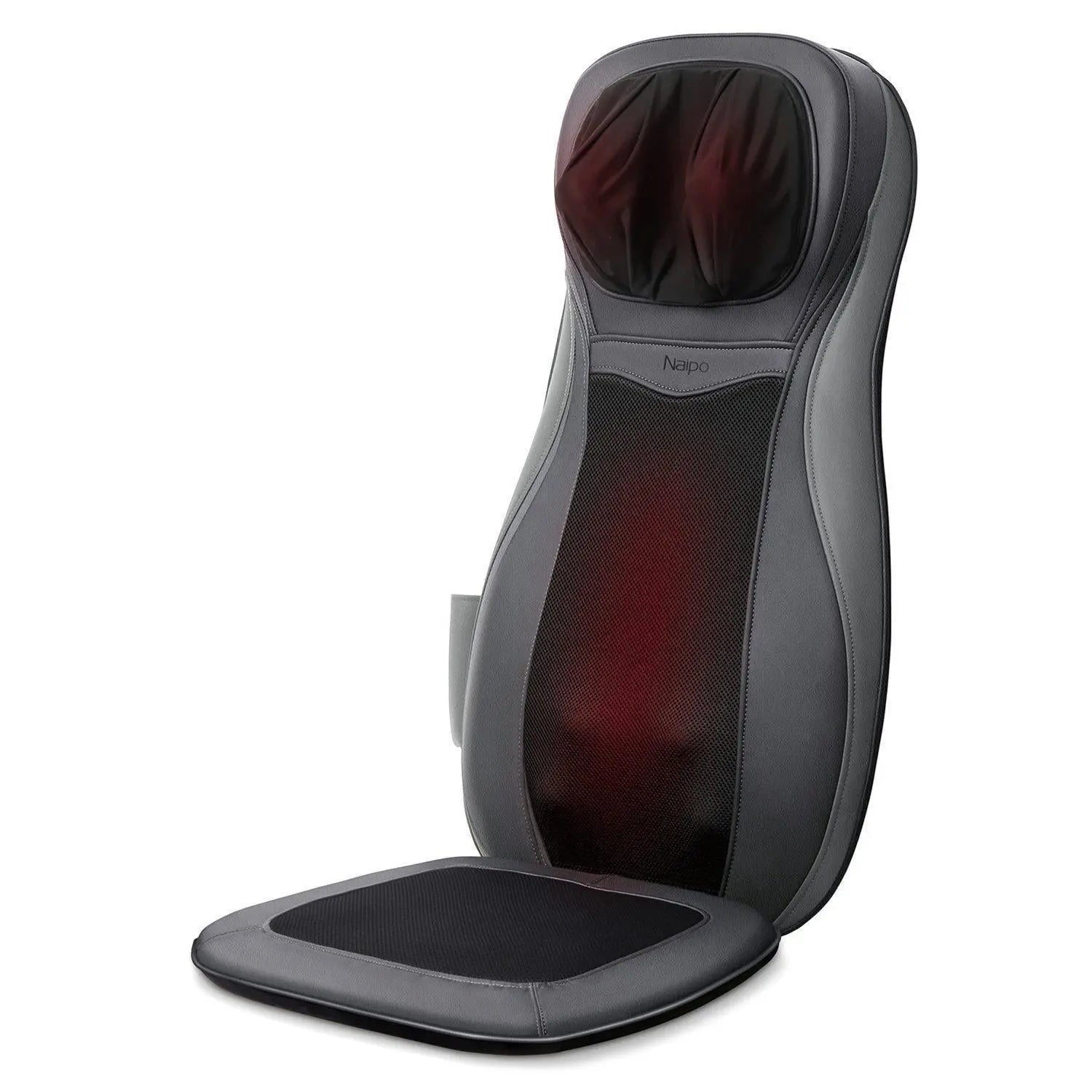 Coussin de massage Naipo Masseur de dos Shiatsu Masseur électrique avec fonction de chauffage Pétrissage Massage par roulement 3D Vibration