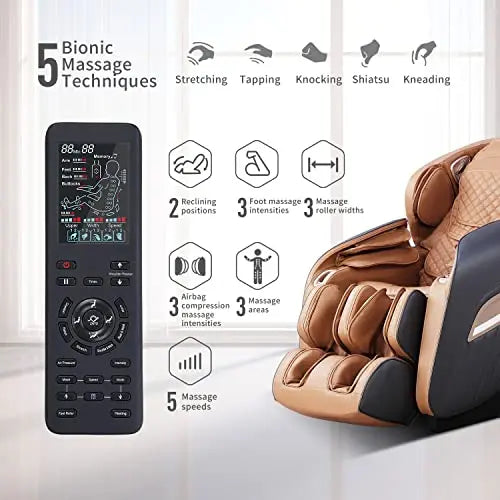 Fauteuil de massage ASPRIA Fauteuil inclinable Shiatsu Zero-Gravity pour massage complet du corps, fauteuil de massage électrique avec fonction thermique, techniques de massage bionique, USB, Bluetooth, fauteuil de relaxation pour la maison et le bureau