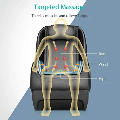 Fauteuil de massage Aspria, fauteuil de massage électrique shiatsu avec Bluetooth, massage par pression d'air de pétrissage, entièrement assemblé, peu encombrant, fauteuil de relaxation siège de massage ergonomique pour la maison et le bureau