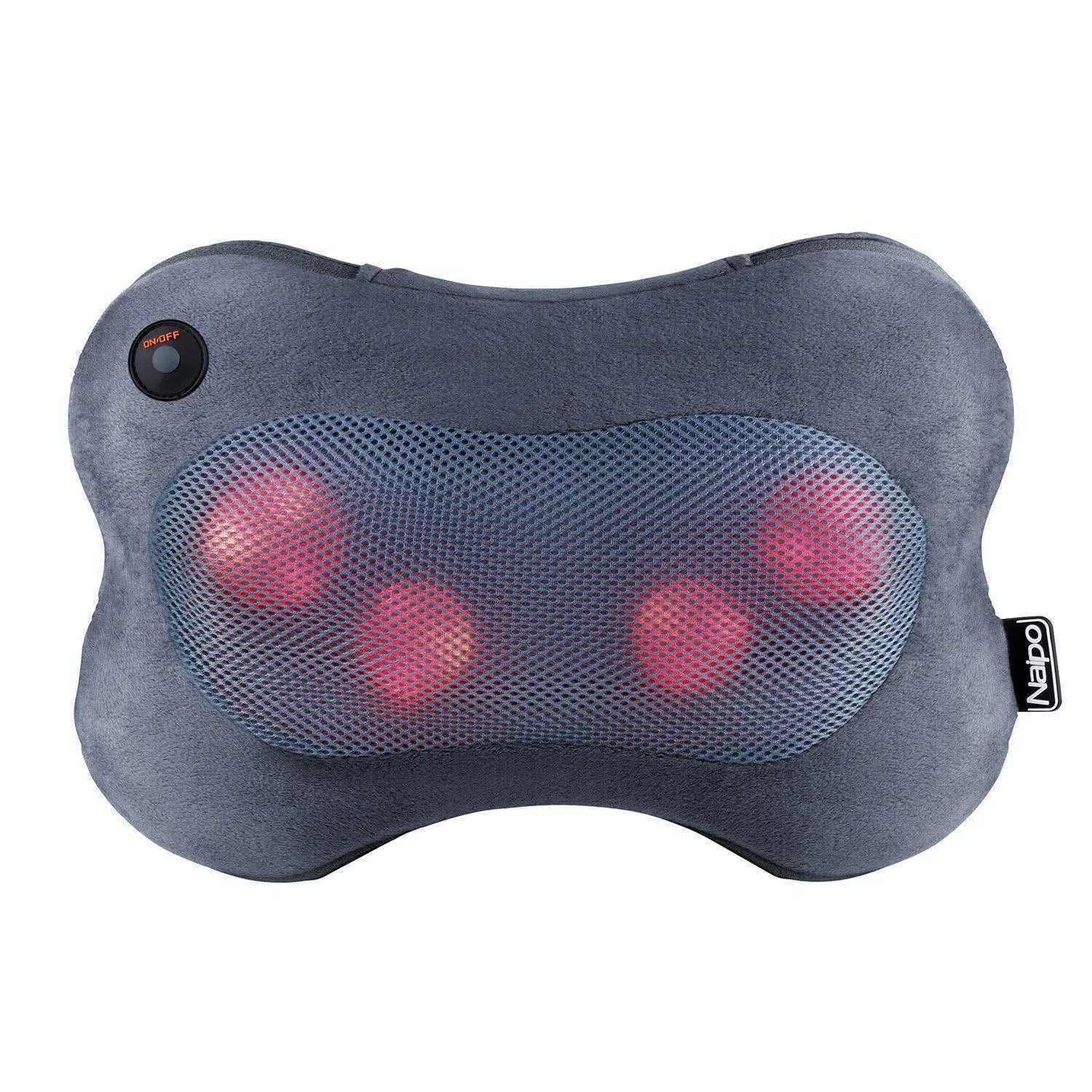 Coussin de massage NAIPO Shiatsu Masseur moelleux avec têtes de massage rotatives 3D, fonction de chaleur infrarouge