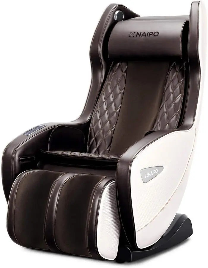 Fauteuil de massage premium NAIPO, prix du design, Bluetooth, fonction inclinable, gain de place, marron
