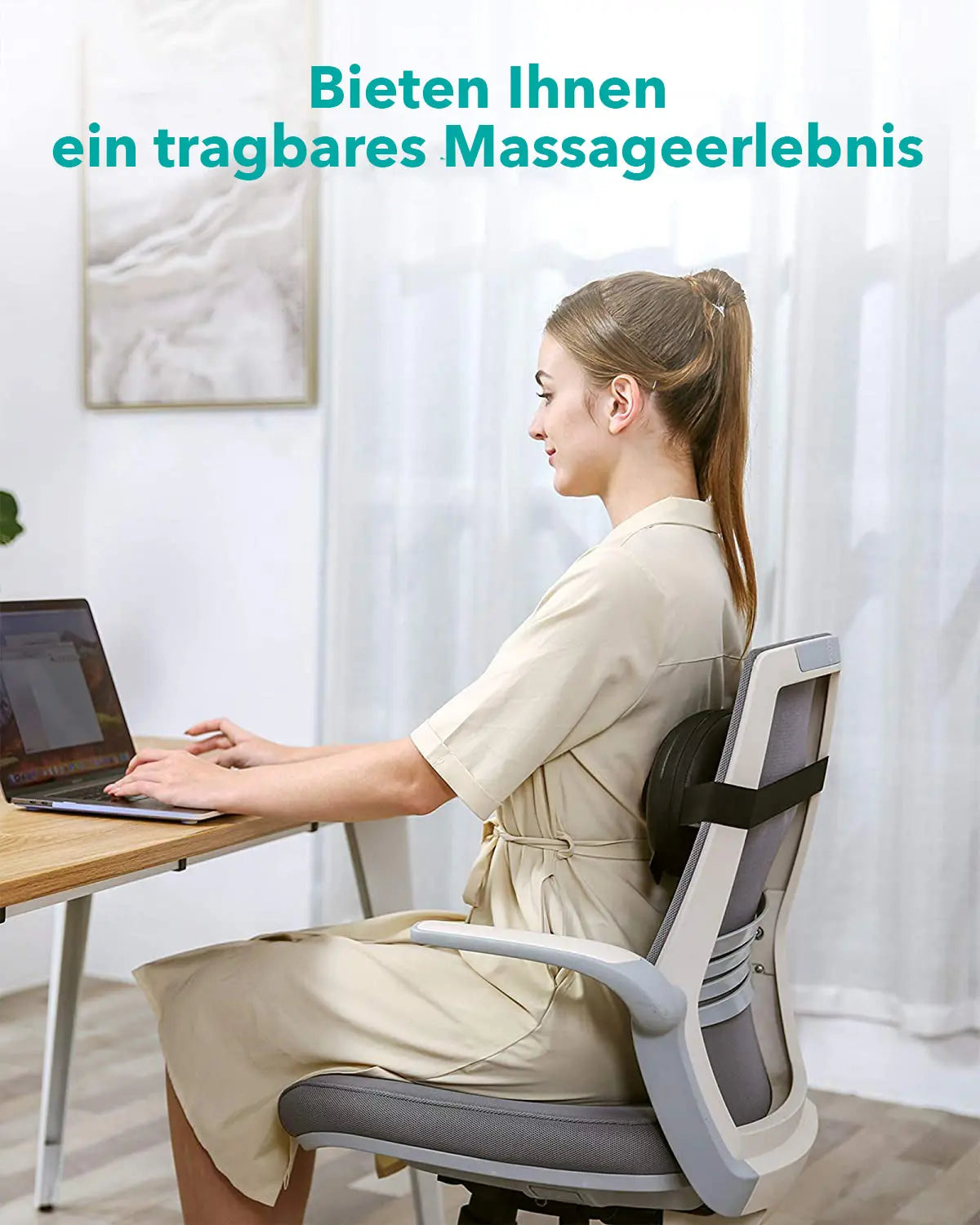 Oreiller de massage NAIPO Shiatsu, masseur de nuque avec fonction infrarouge et chaleur, 4 têtes de massage rotatives 3D