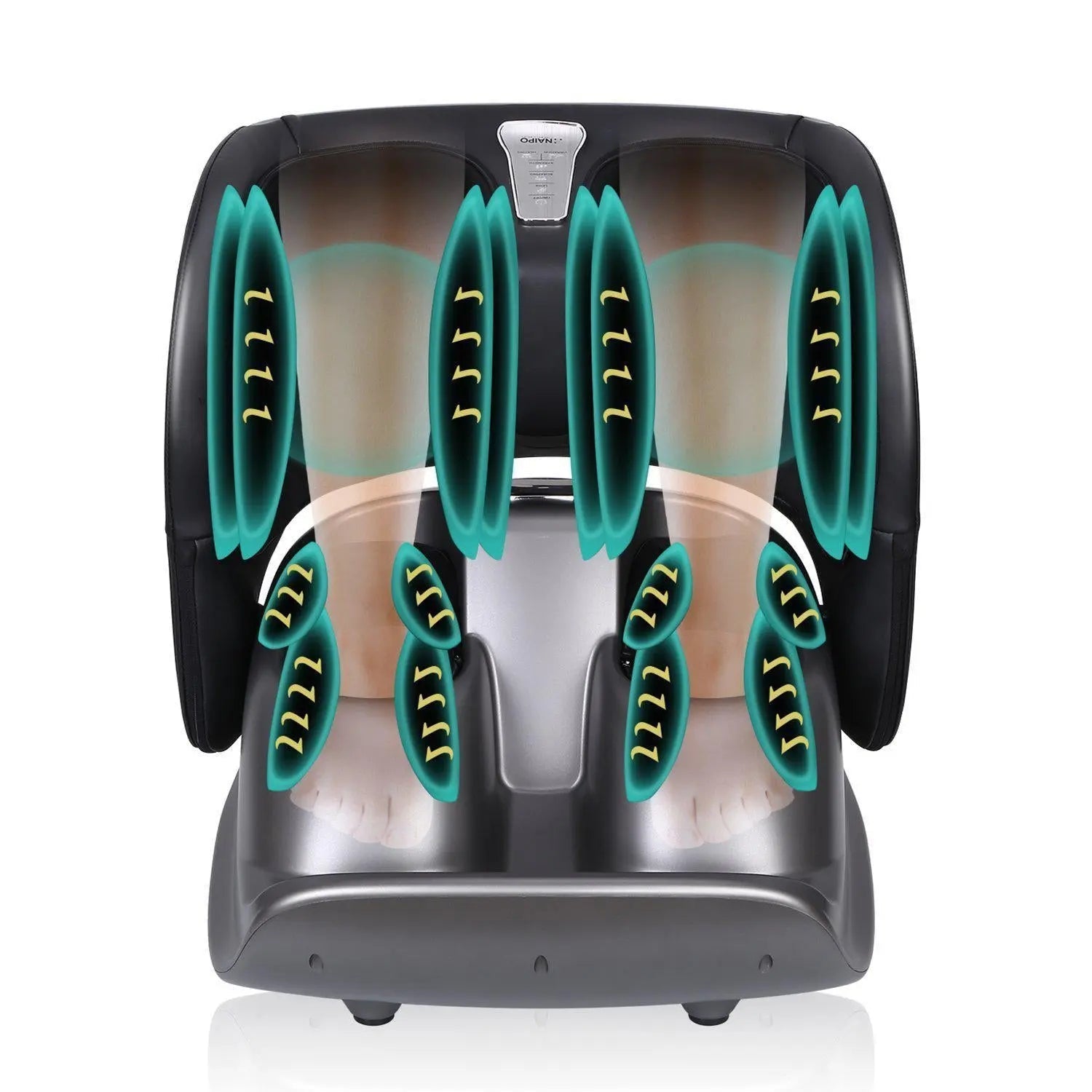 Naipo Masseur de pieds Masseur de jambes avec conception pliable, fonction de pétrissage de chaleur Shiatsu Vibration Air Compression Esthéticienne des jambes pour la relaxation musculaire au bureau, à la maison