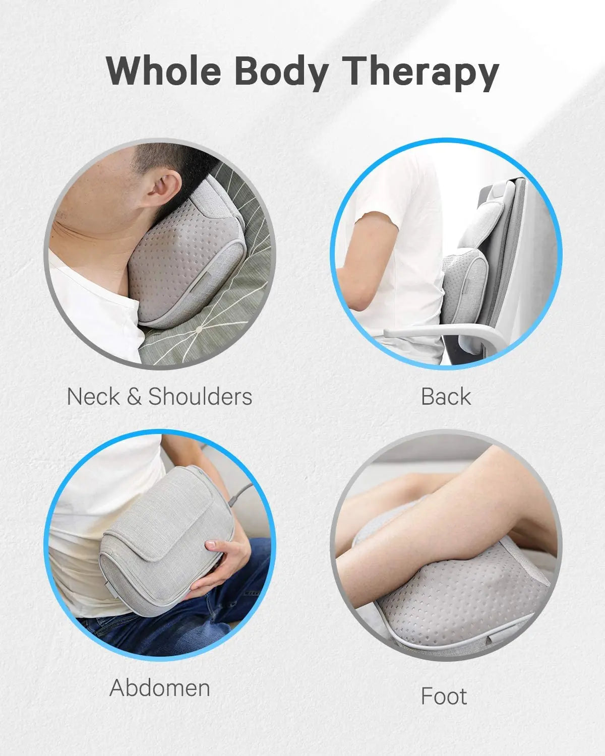 Oreiller de massage Naipo oPillow Shiatsu - Appareil de massage chauffant pour le cou et le dos avec fonction de pétrissage.